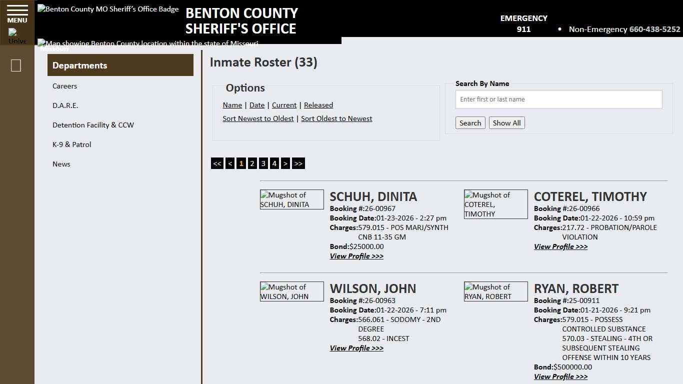 Inmate Roster - Current Inmates Booking Date Descending - Benton County MO Sheriff’s Office